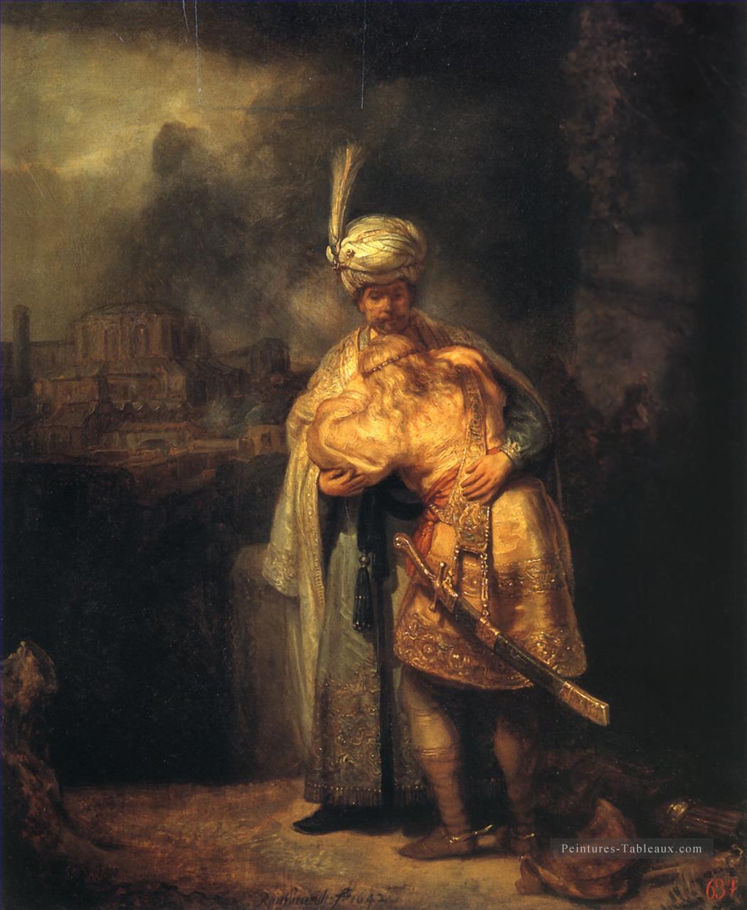 David et Jonathan Rembrandt Peintures à l'huile